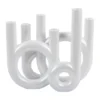 Candle holder Rings large metallic white