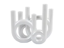 Candle holder Rings large metallic white