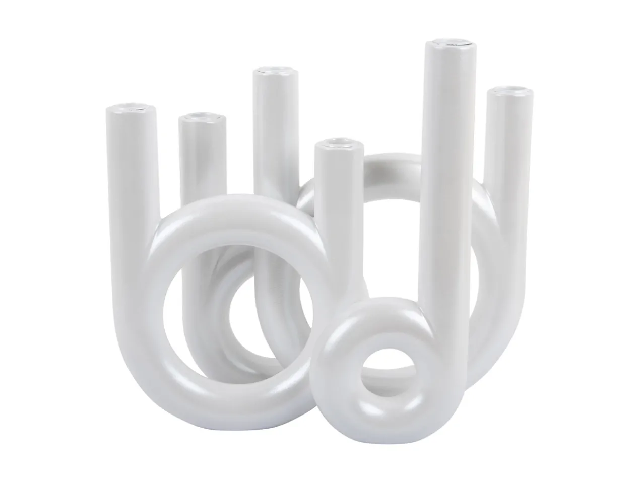 Candle holder Rings large metallic white