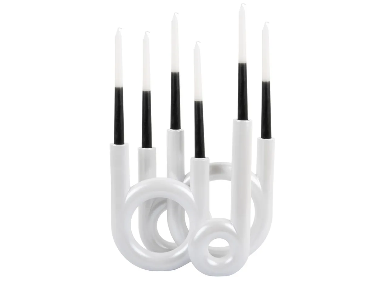 Candle holder Rings large metallic white