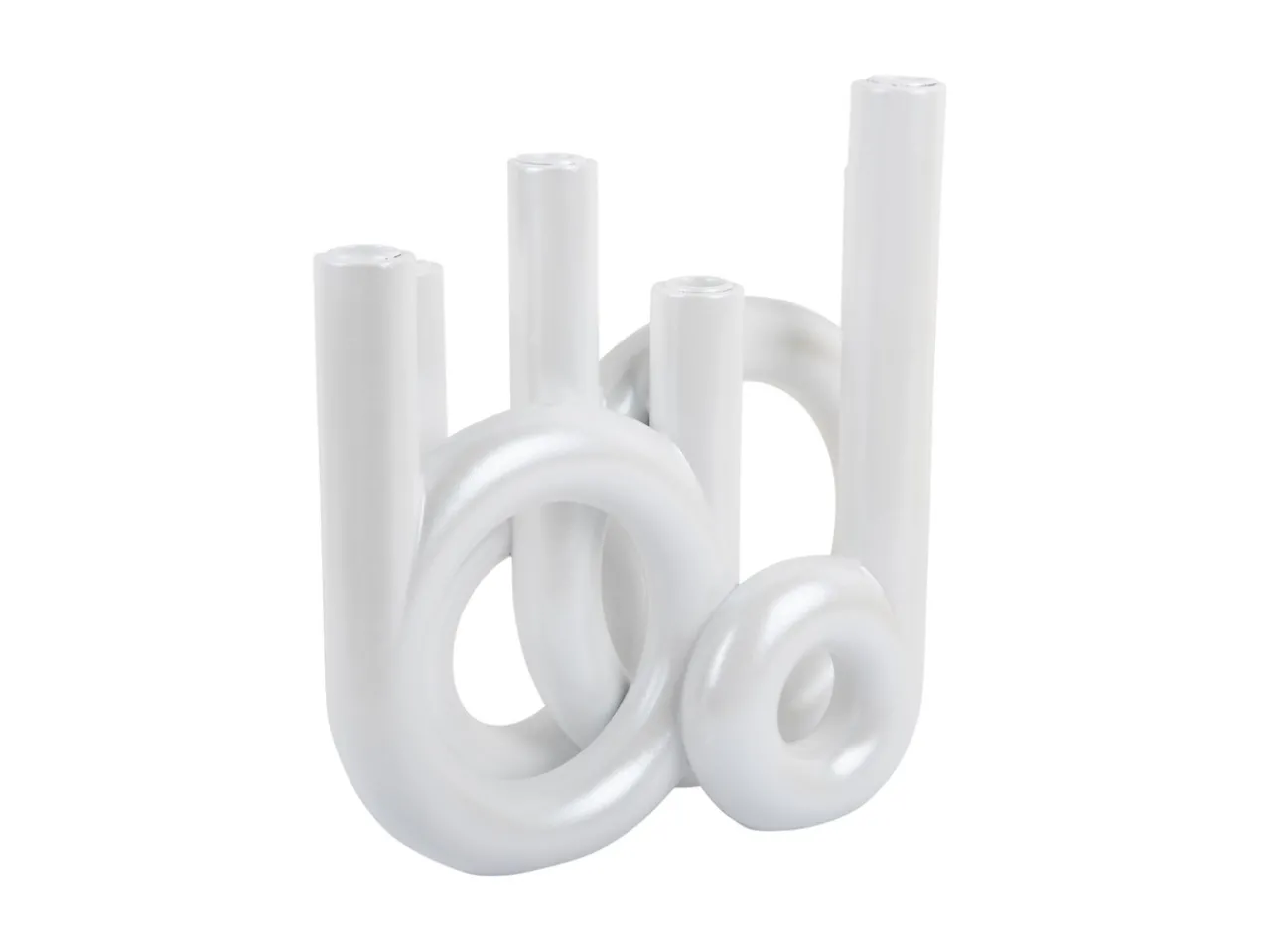 Candle holder Rings large metallic white