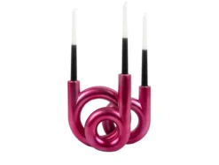 Candle holder Rings medium metallic dark pink