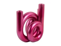Candle holder Rings medium metallic dark pink