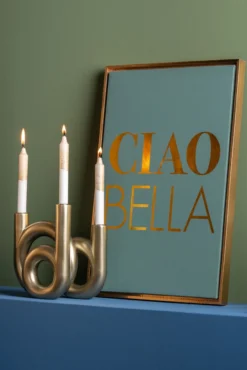 Candle holder Rings medium metallic gold