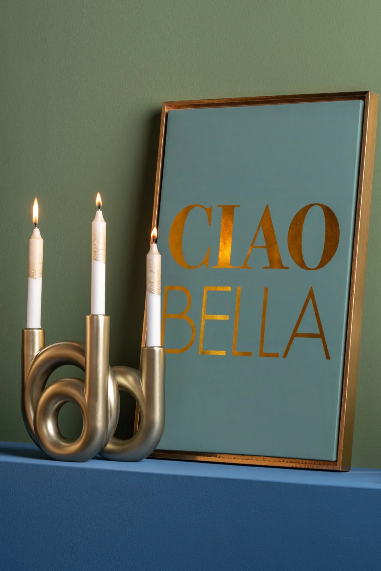 Candle holder Rings medium metallic gold