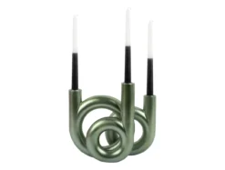 Candle holder Rings medium metallic jungle green
