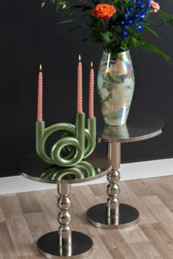 Candle holder Rings medium metallic jungle green