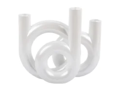 Candle holder Rings medium metallic white