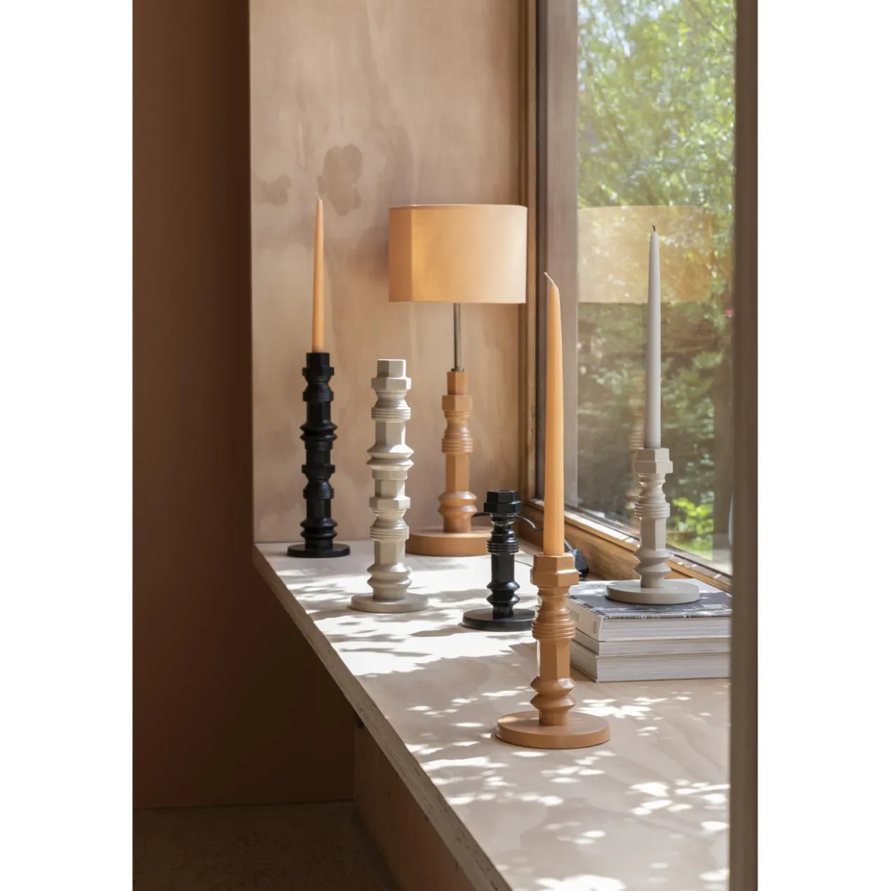Candle holder totem m beige