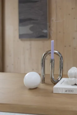 Candle holder tubo l shiny silver