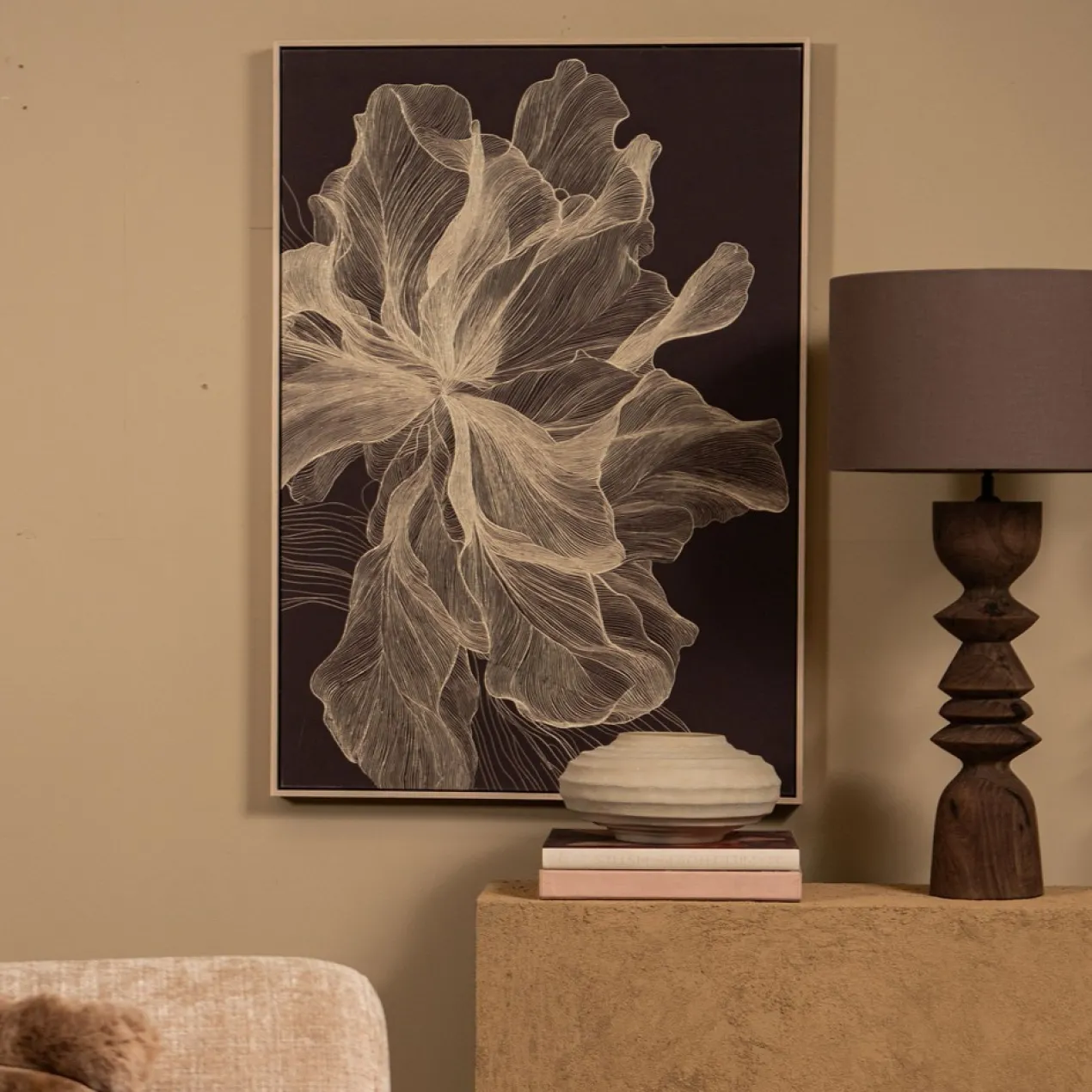 Canvas Flora 73x103 cm donkerbruin