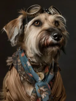 Canvas schilderij van een Briard Dog 100x200 cm