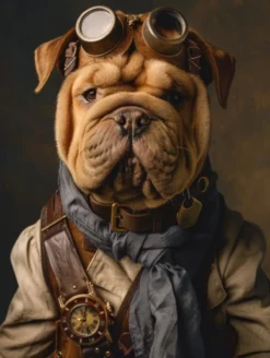 Canvas schilderij van een Chinese Shar dog 40x60 cm
