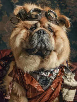 Canvas schilderij van een Chow Chow hond 100x200 cm