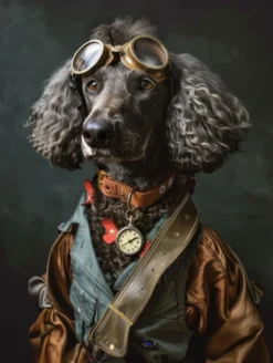 Canvas schilderij van een Curly Coated Retriever 40x60 cm