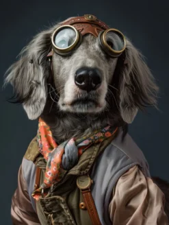 Canvas schilderij van een Flat Coated Retriever 40x60 cm