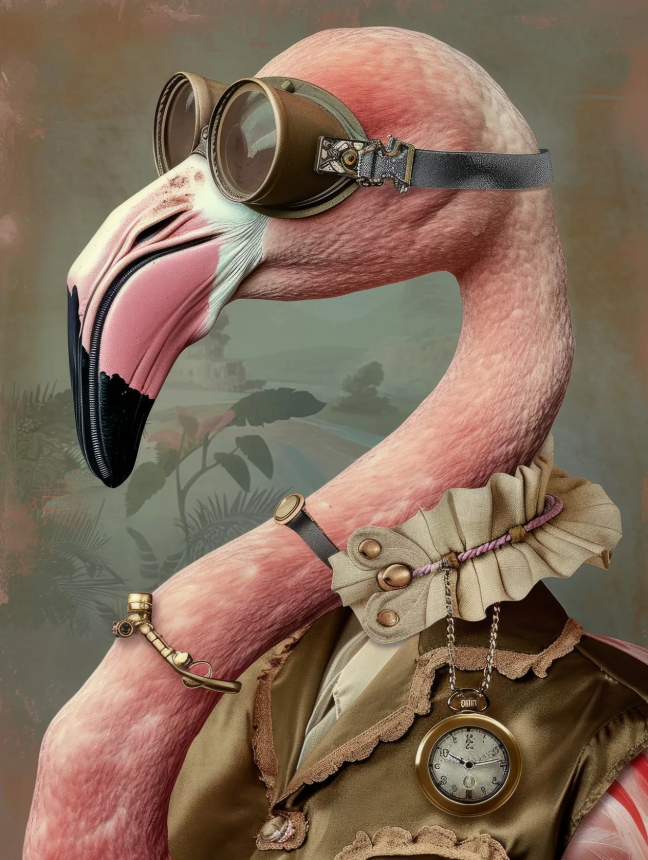 Canvas schilderij van een flamingo 100x150 cm