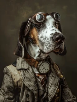 Canvas schilderij van een fTreeing Walker Coonhound 60x80 cm