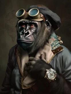 Canvas schilderij van een Gorilla 60x80 cm