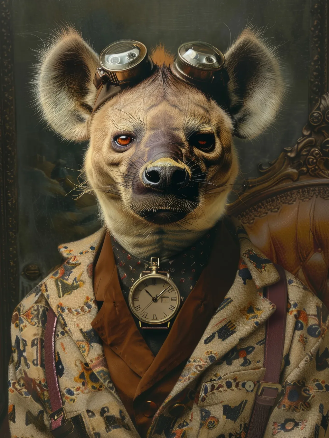 Canvas schilderij van een Hyena 60x80 cm
