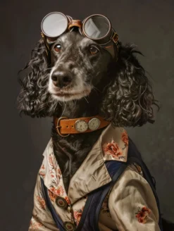 Canvas schilderij van een Ierse Waterhond 100x200 cm
