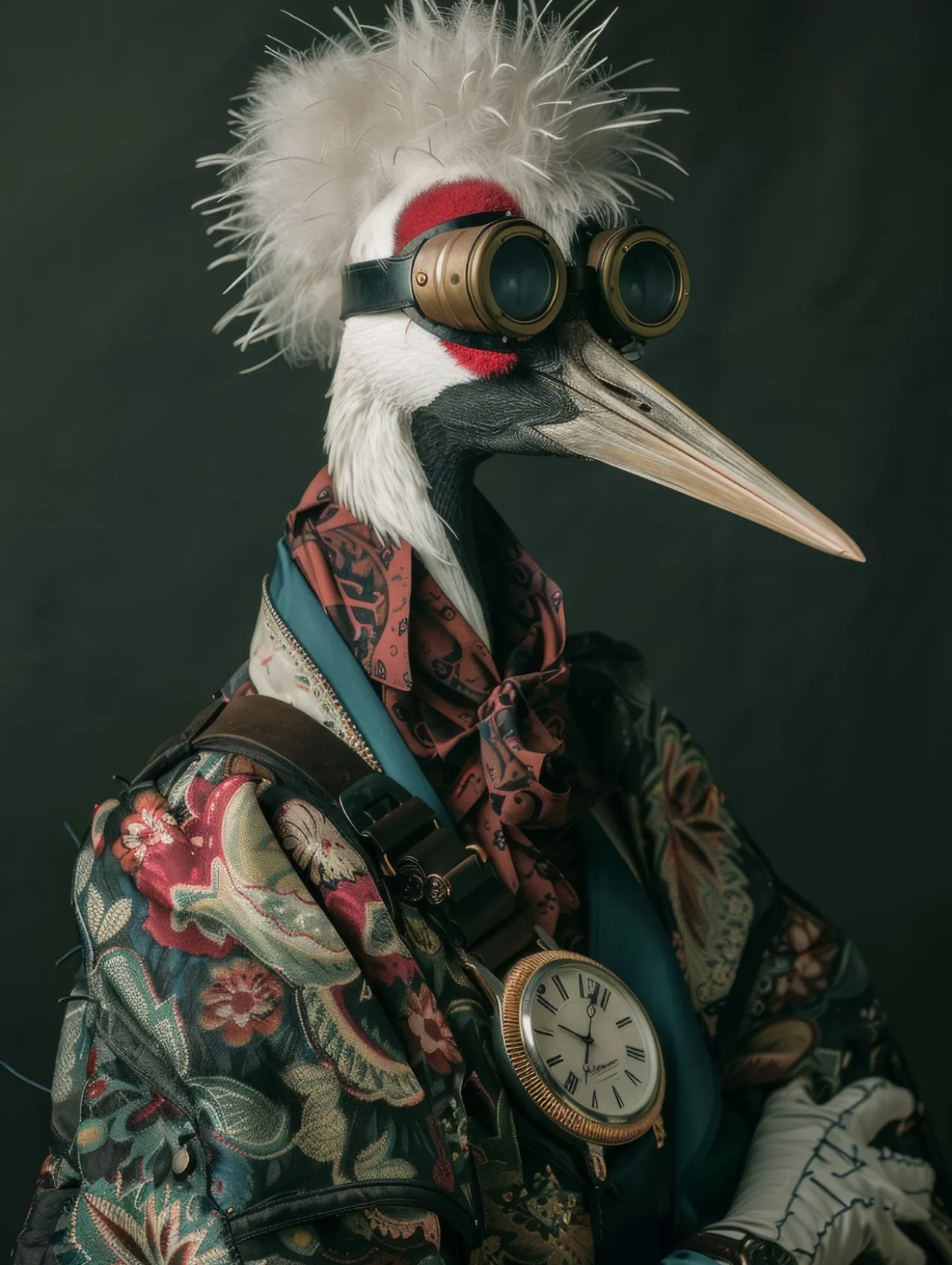 Canvas schilderij van een kraanvogel 100x200 cm