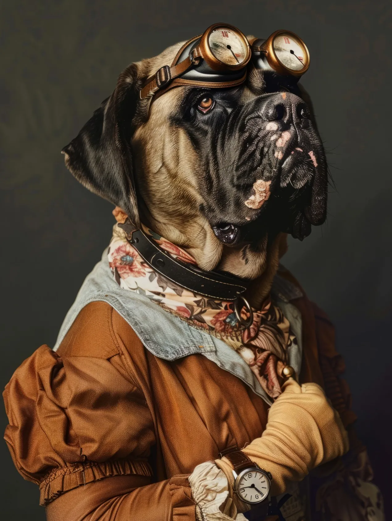 Canvas schilderij van een Mastiff hond 60x80 cm