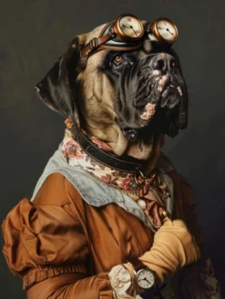 Canvas schilderij van een Mastiff hond 100x200 cm