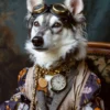 Canvas schilderij van een Noorse Elandhond 100x200 cm
