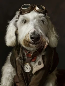 Canvas schilderij van een Old English Sheepdog 100x150 cm