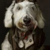 Canvas schilderij van een Old English Sheepdog 100x200 cm