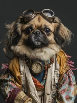 Canvas schilderij van een Pekingees hond 40x60 cm