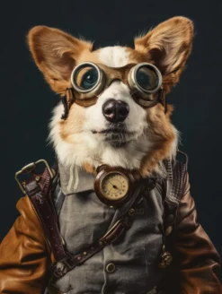 Canvas schilderij van een Pembroke Welsh Corgi 100x200 cm