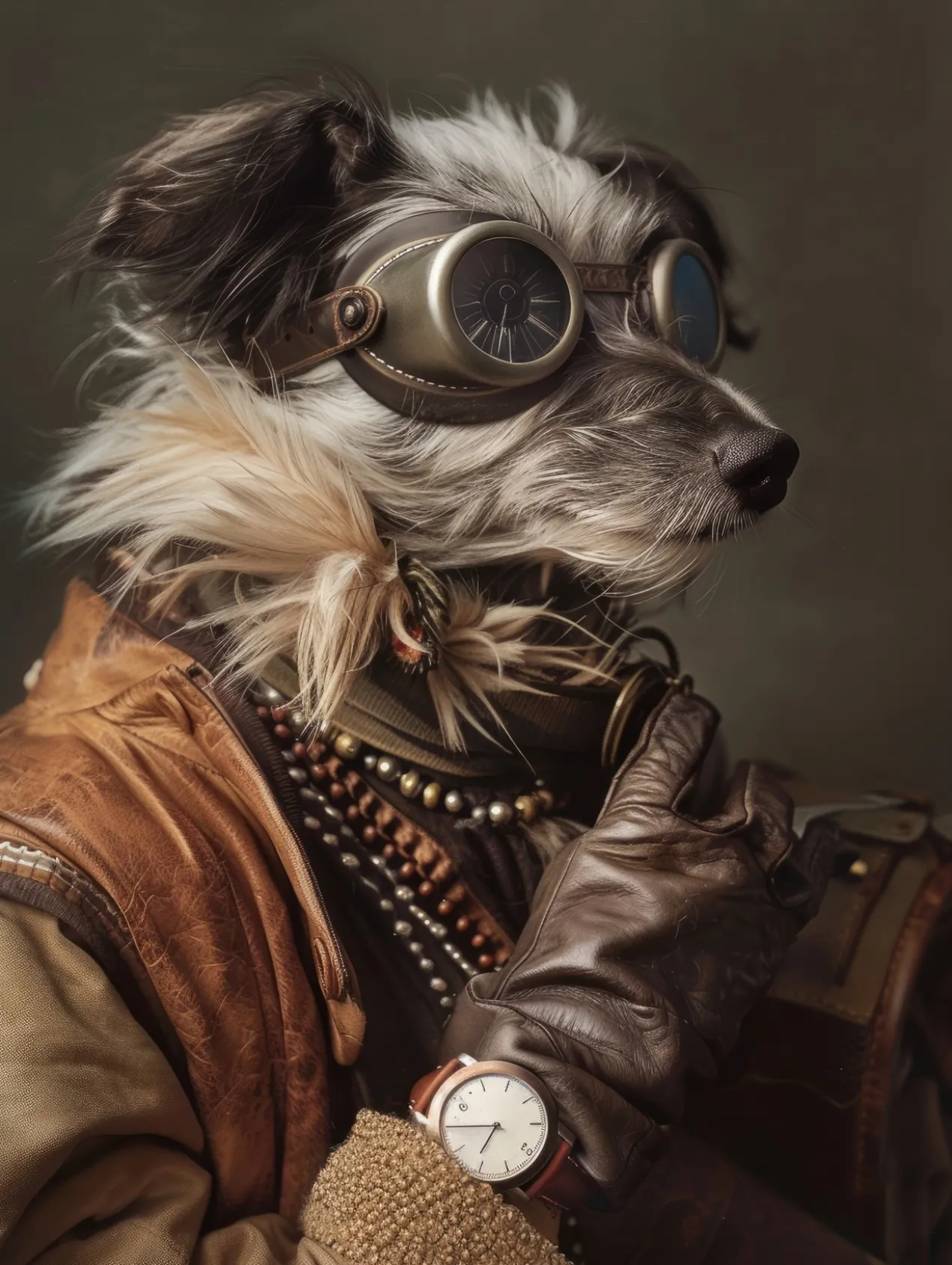 Canvas schilderij van een Petit Basset Griffon hond 80x120 cm