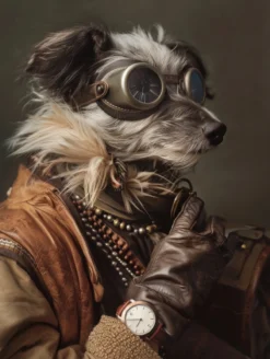 Canvas schilderij van een Petit Basset Griffon hond 100x200 cm