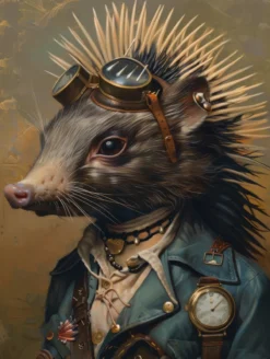 Canvas schilderij van een Porcupine hond 60x80 cm