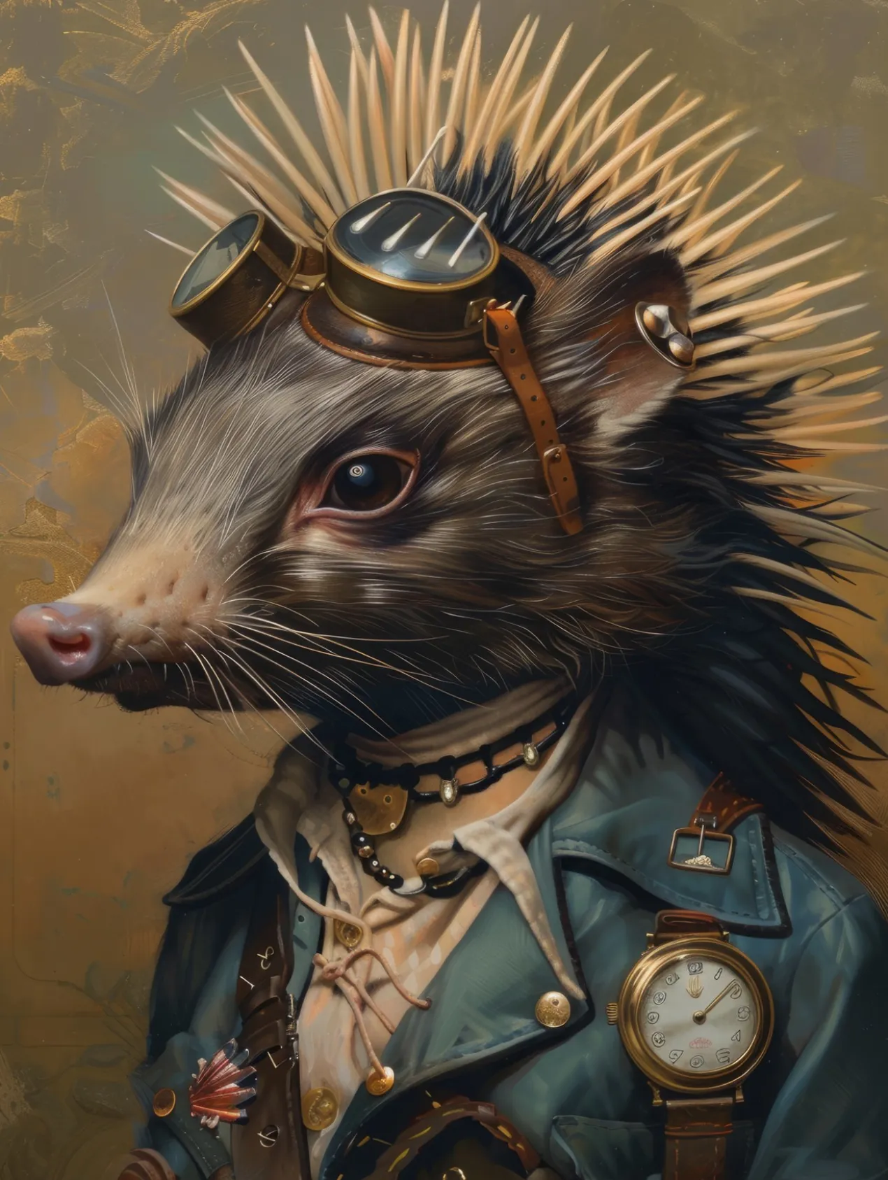 Canvas schilderij van een Porcupine hond 60x80 cm