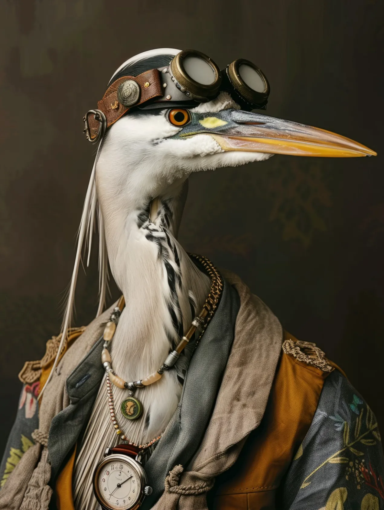 Canvas schilderij van een Reiger 40x60 cm