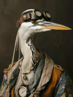 Canvas schilderij van een Reiger 80x120 cm