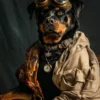 Canvas schilderij van een Rottweiler hond 60x80 cm