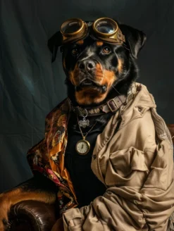 Canvas schilderij van een Rottweiler hond 80x120 cm