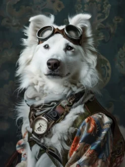 Canvas schilderij van een Samojeed hond 60x80 cm