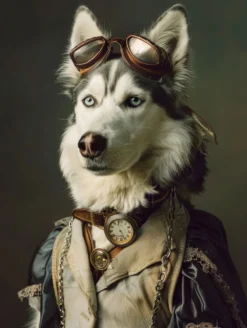 Canvas schilderij van een Siberische Husky hond 80x120 cm