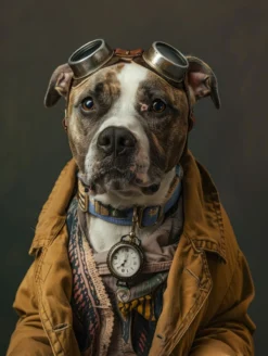 Canvas schilderij van een Staffordshire Bull Terrier 100x200 cm