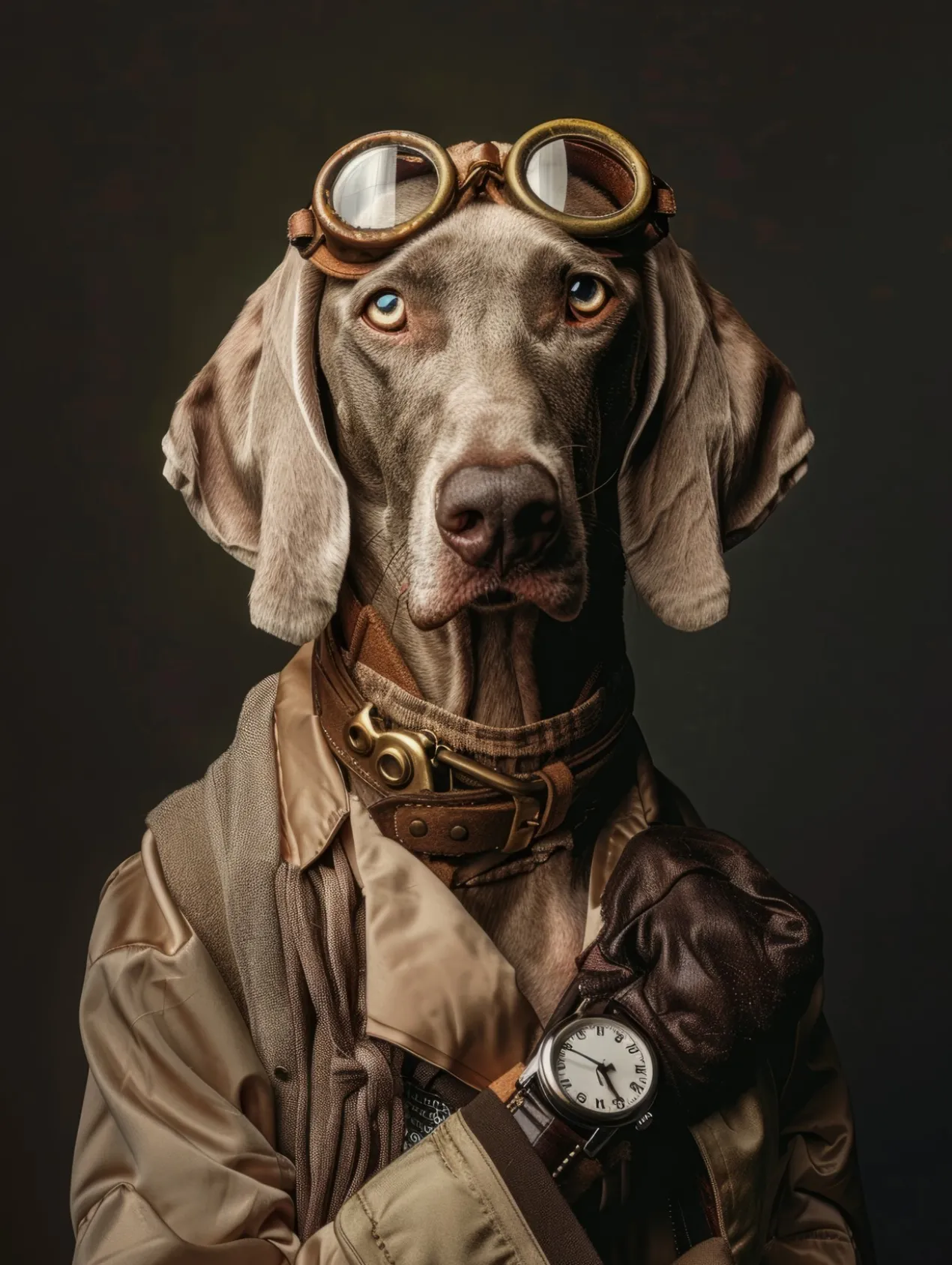 Canvas schilderij van een Weimaraner hond 100x150 cm
