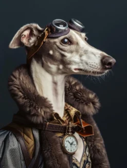 Canvas schilderij van een Whippet hond 100x200 cm