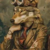 Canvas schilderij van een wolf 40x60 cm