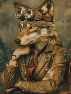 Canvas schilderij van een wolf 80x120 cm