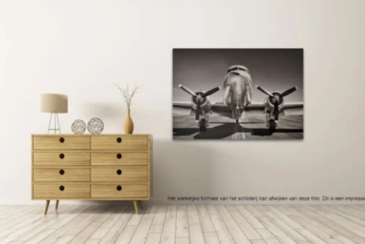 Canvas schilderij - Vliegtuig - DC-3 Dakota 200 x 100 cm