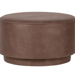 Coffee poef lederlook warm bruin